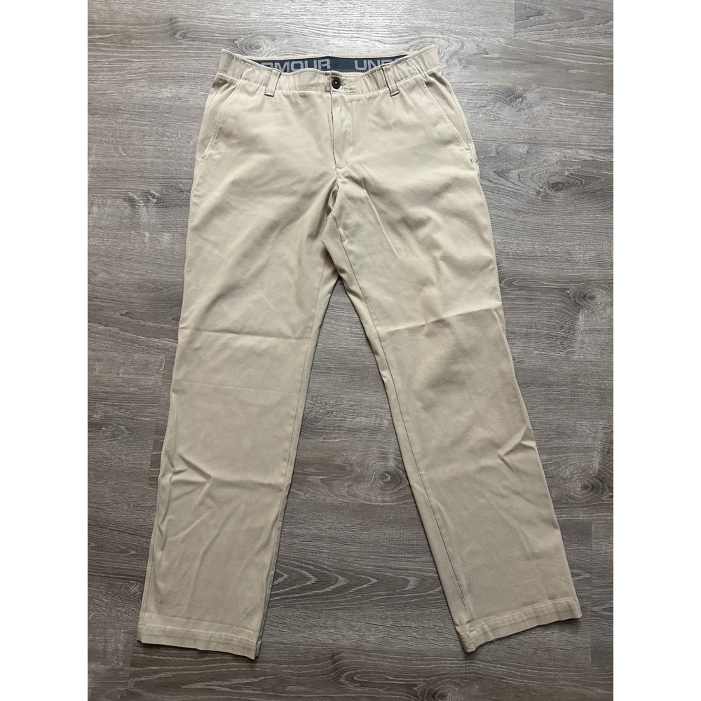 Under Armour Men Loose Fit‎ Chino Pants Khaki Size 34x32 athletic outdoor - Picture 2 of 6